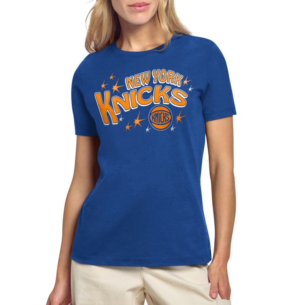 Blue New York Knicks Starter Women's Fireworks T-Shirt | NBA