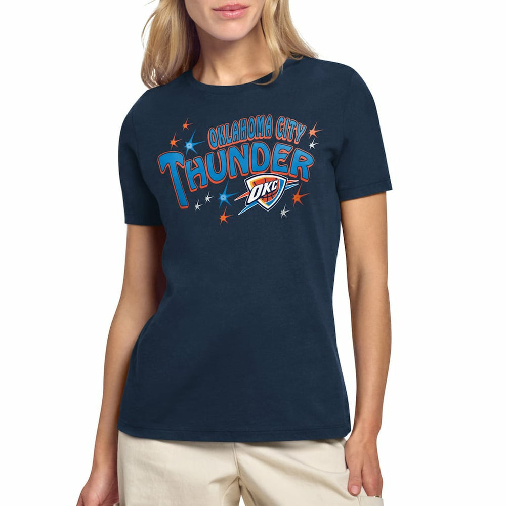 Navy Oklahoma City Thunder Starter Women's Fireworks T-Shirt | NBA