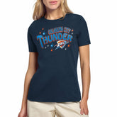 Navy Oklahoma City Thunder Starter Women's Fireworks T-Shirt | NBA