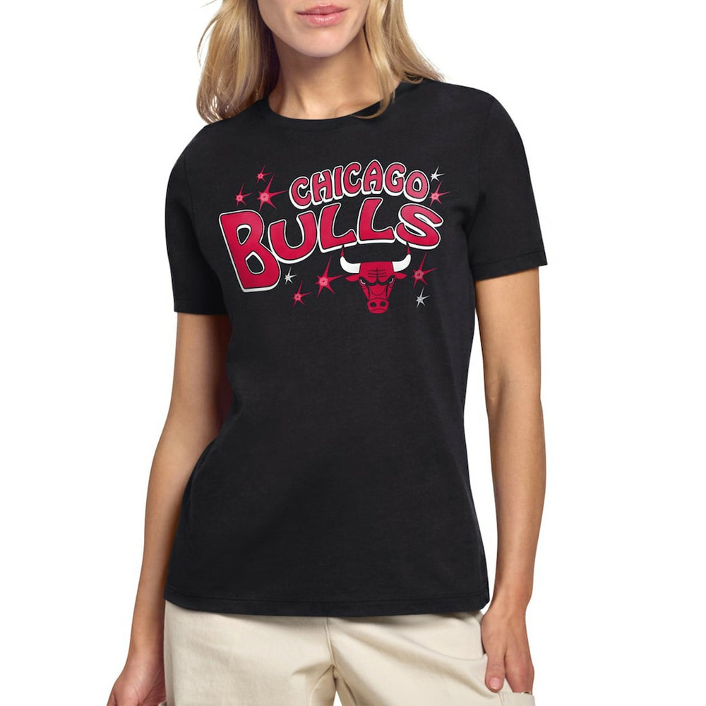 Black Chicago Bulls Starter Women's Fireworks T-Shirt sale | NBA