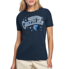 Navy Memphis Grizzlies Starter Women's Fireworks T-Shirt | NBA