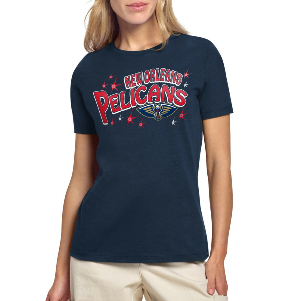 Navy New Orleans Pelicans Starter Women's Fireworks T-Shirt | NBA