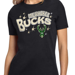 Black Milwaukee Bucks Starter Women's Fireworks T-Shirt | NBA