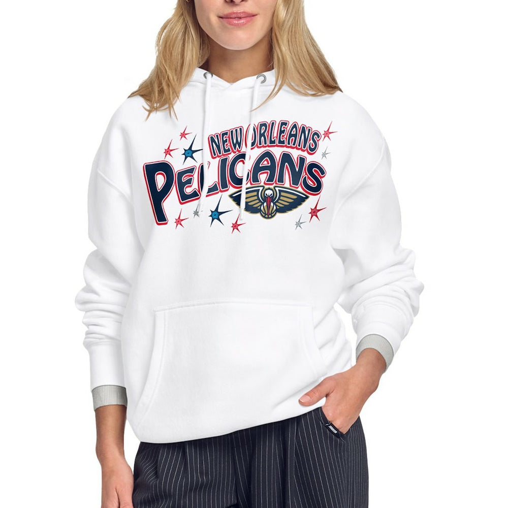 White New Orleans Pelicans Starter Women's Fireworks Fleece Hoodie | NBA