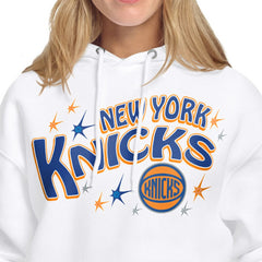 White New York Knicks Starter Women's Fireworks Fleece Hoodie | NBA