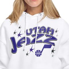 White Utah Jazz Starter Women's Fireworks Fleece Hoodie | NBA