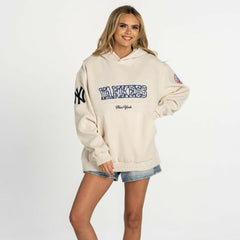 New York Yankees The Wild Collective Women's Oversized Cord Hoodie - MLB Hoodies