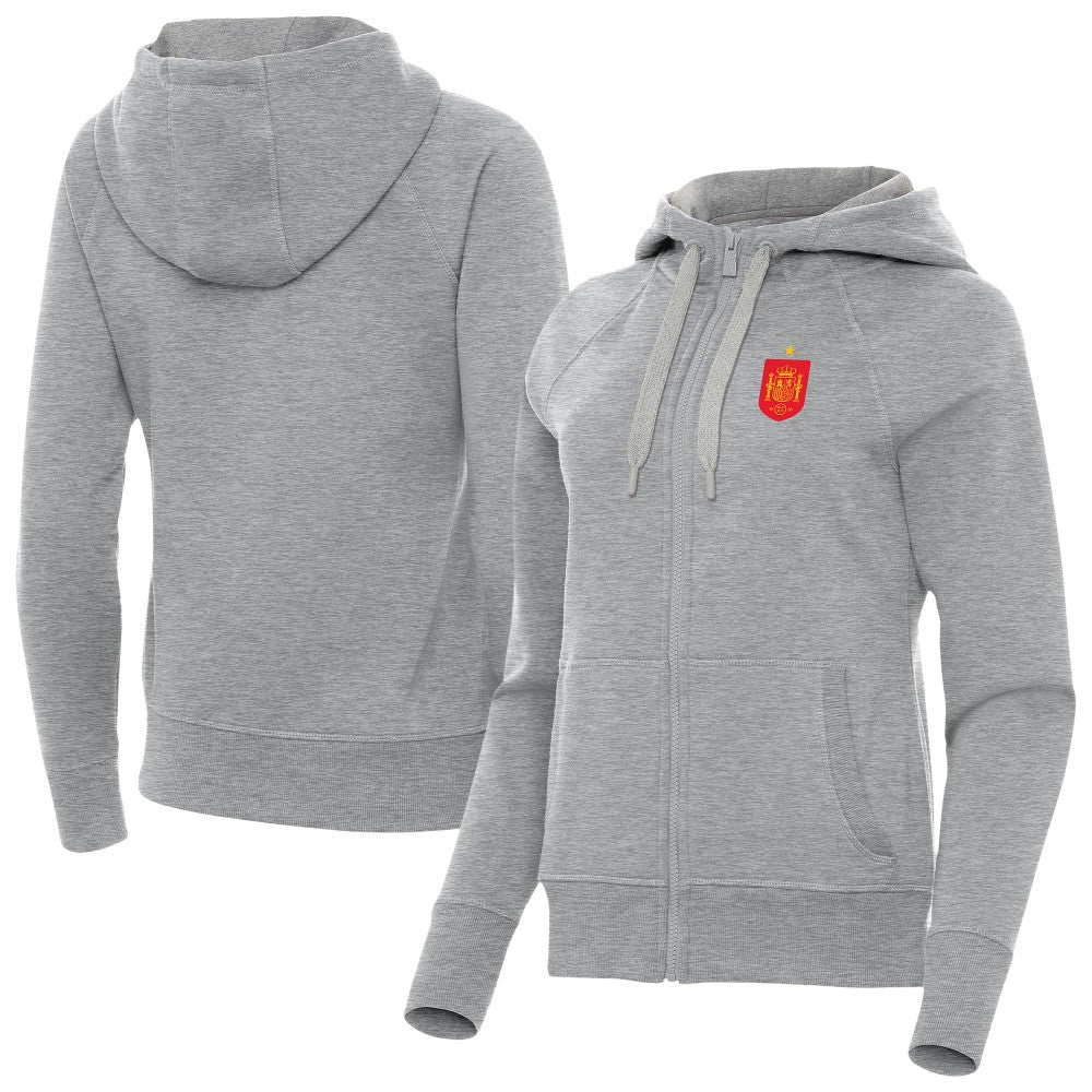 Spain National Team Antigua Women's Takeover Fleece Raglan Full-Zip Hoodie