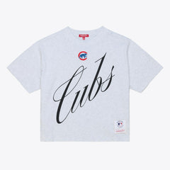 Chicago Cubs Mitchell & Ness Women's Script Cropped Boxy T-Shirt - MLB T-shirts