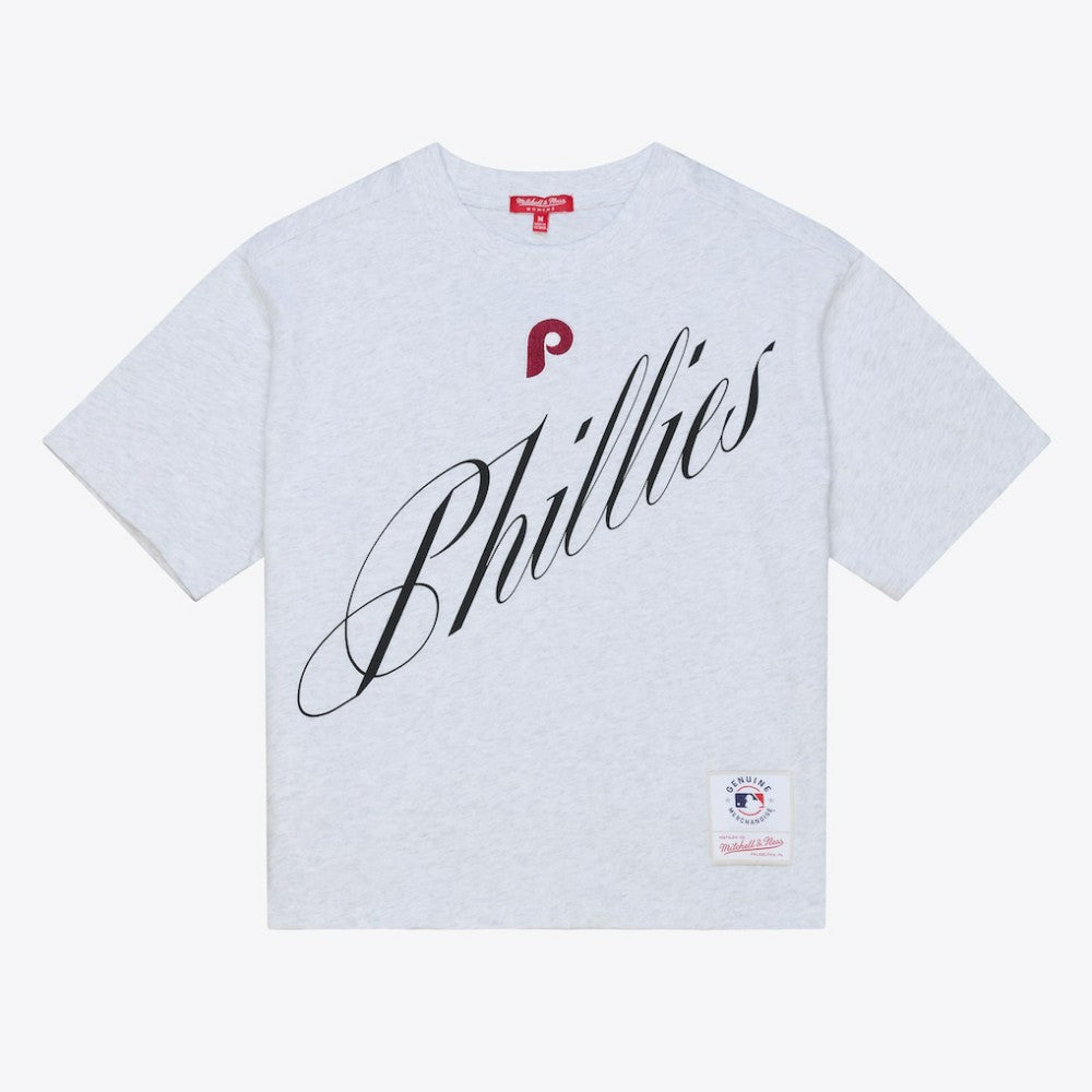 Philadelphia Phillies Mitchell & Ness Women's Script Cropped Boxy T-Shirt - MLB T-shirts