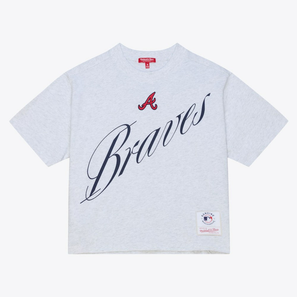 Atlanta Braves Mitchell & Ness Women's Script Cropped Boxy T-Shirt - MLB T-shirts