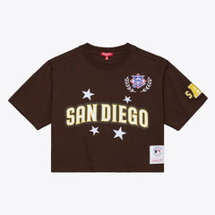 San Diego Padres Mitchell & Ness Women's Pep Rally Cropped Boxy T-Shirt - MLB T-shirts
