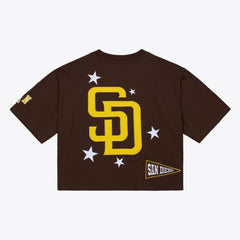 San Diego Padres Mitchell & Ness Women's Pep Rally Cropped Boxy T-Shirt - MLB T-shirts