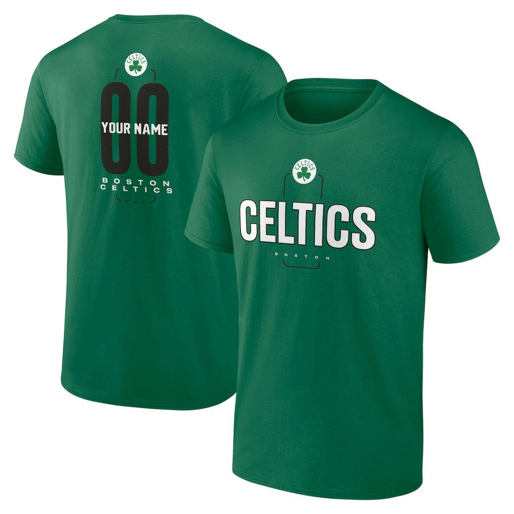 Kelly Green Boston Celtics Center Court Name & Number Custom T-Shirt | NBA