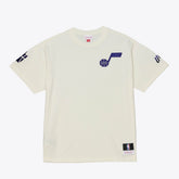 Cream Utah Jazz Hardwood Classics Chainstitch Premium T-Shirt | NBA