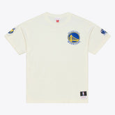 Cream Golden State Warriors Hardwood Classics Chainstitch Premium T-Shirt sale | NBA