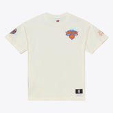 Cream New York Knicks Hardwood Classics Chainstitch Premium T-Shirt | NBA