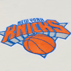 Cream New York Knicks Hardwood Classics Chainstitch Premium T-Shirt | NBA