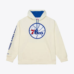 Cream Philadelphia 76ers Hardwood Classics Chainstitch Premium Fleece Hoodie | NBA