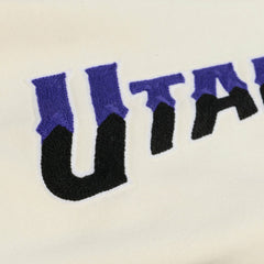 Cream Utah Jazz Hardwood Classics Chainstitch Premium Fleece Hoodie | NBA