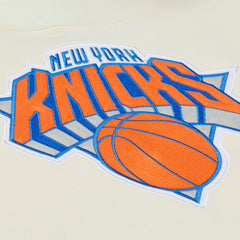 Cream New York Knicks Hardwood Classics Chainstitch Premium Fleece Hoodie | NBA