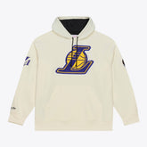 Cream Los Angeles Lakers Hardwood Classics Chainstitch Premium Fleece Hoodie | NBA