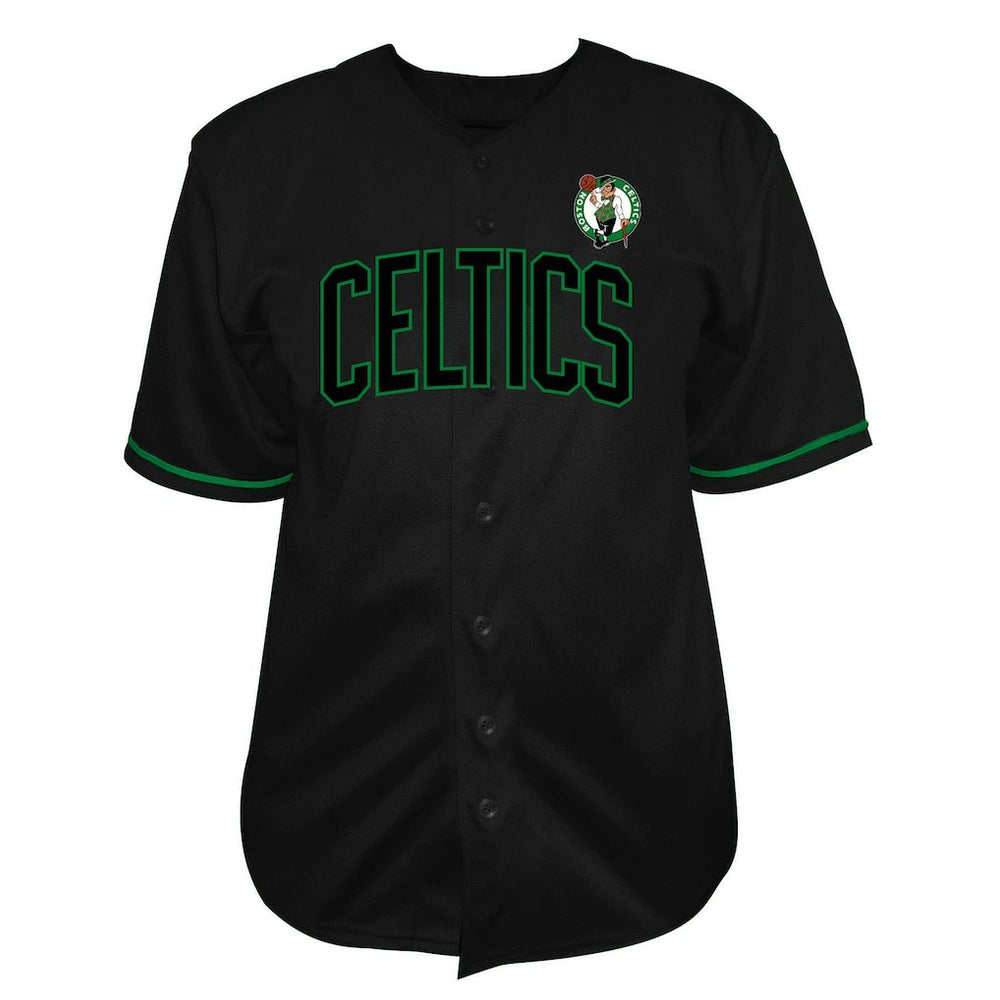Black Boston Celtics Big & Tall Pop Full-Button Baseball Jersey | NBA