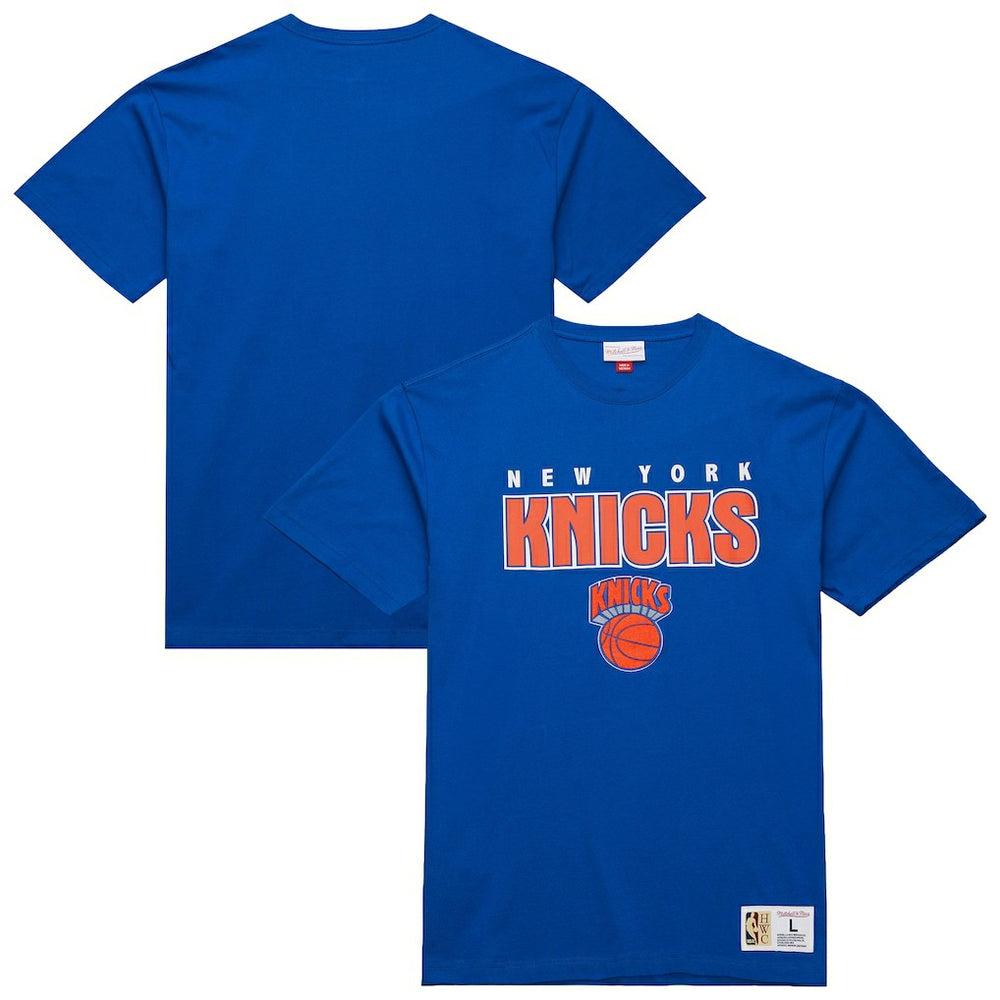 Blue New York Knicks Hardwood Classics Throw It Back Premium T-Shirt | NBA