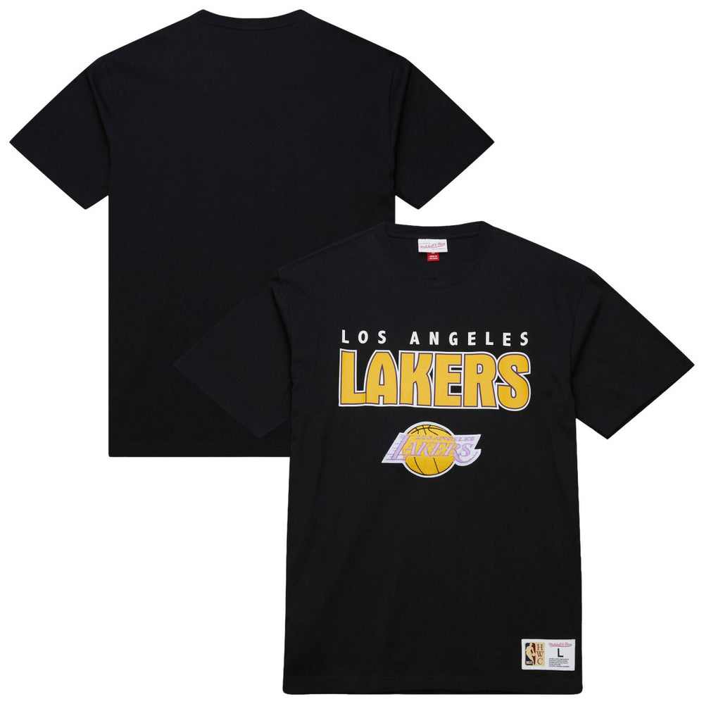 Black Los Angeles Lakers Hardwood Classics Throw It Back Premium T-Shirt | NBA