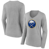 Buffalo Sabres Women's Primary Logo Long Sleeve V-Neck T-Shirt - NHL T-shirts