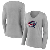 Columbus Blue Jackets Women's Primary Logo Long Sleeve V-Neck T-Shirt - NHL T-shirts