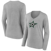 Dallas Stars Women's Primary Logo Long Sleeve V-Neck T-Shirt - NHL T-shirts