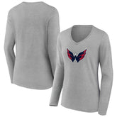 Washington Capitals Women's Primary Logo Long Sleeve V-Neck T-Shirt - NHL T-shirts