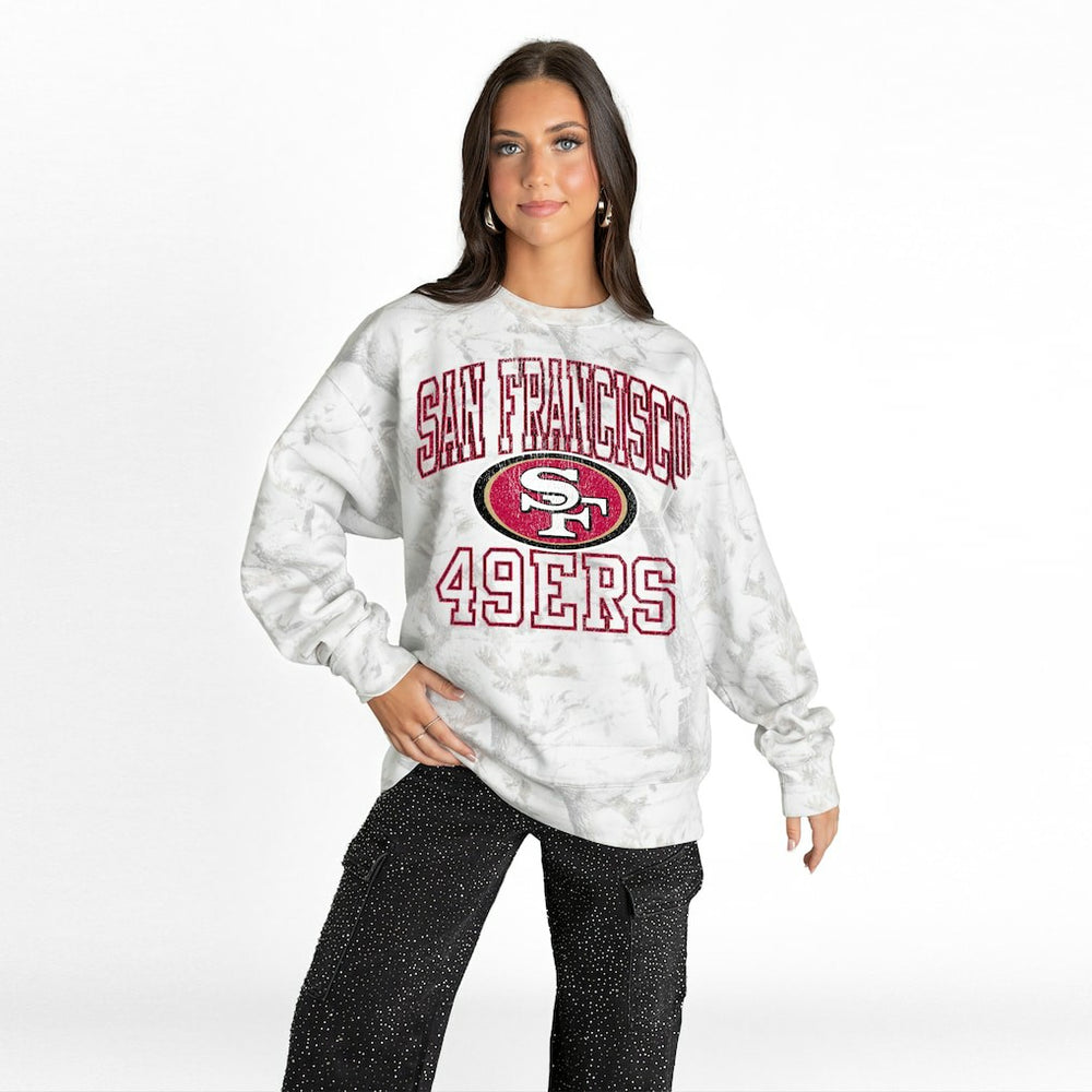 San Francisco 49ers Gameday Couture Women's Whiteout Oversized Premium Fleece Sweatshirt | NFL US