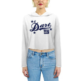 New York Giants Jaxson Dart Majestic Threads Women's Glitter Wordmark Hoodie | NFL Sale