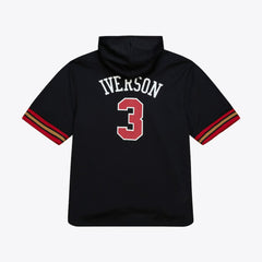 Black Allen Iverson Philadelphia 76ers Mesh Name & Number Short Sleeve Hoodie | NBA
