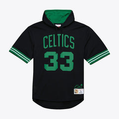 Black Larry Bird Boston Celtics Mesh Name & Number Short Sleeve Hoodie | NBA