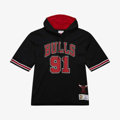 Black Dennis Rodman Chicago Bulls Mesh Name & Number Short Sleeve Hoodie sale | NBA