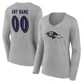 Baltimore Ravens Women's Team Authentic Personalized Name & Number Long Sleeve V-Neck T-Shirt | NFL Discount