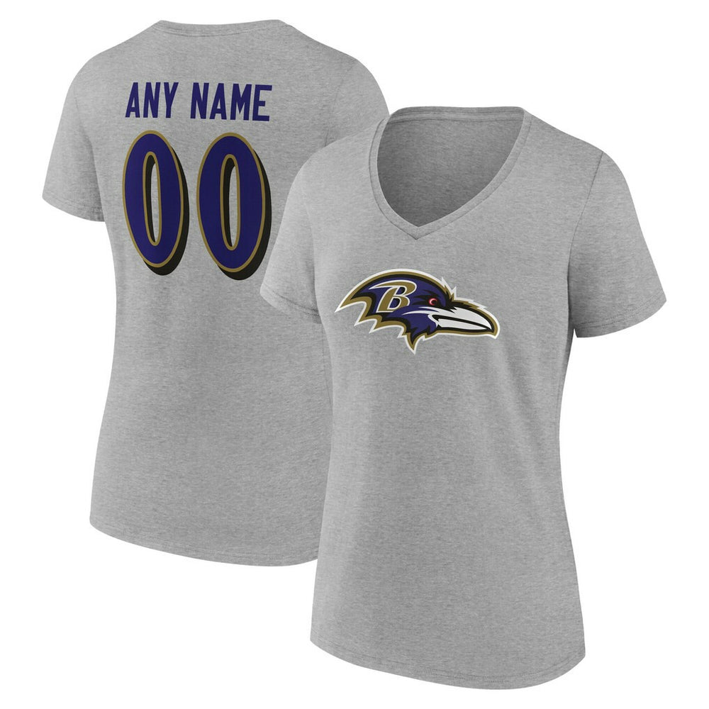 Baltimore Ravens Women's Team Authentic Personalized Name & Number V-Neck T-Shirt | NFL US