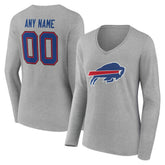 Buffalo Bills Women's Team Authentic Personalized Name & Number Long Sleeve V-Neck T-Shirt | NFL New