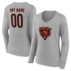 Chicago Bears Women's Team Authentic Personalized Name & Number Long Sleeve V-Neck T-Shirt | NFL On sale