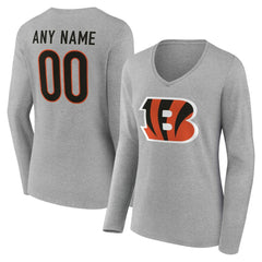 Cincinnati Bengals Women's Team Authentic Personalized Name & Number Long Sleeve V-Neck T-Shirt | NFL Discount