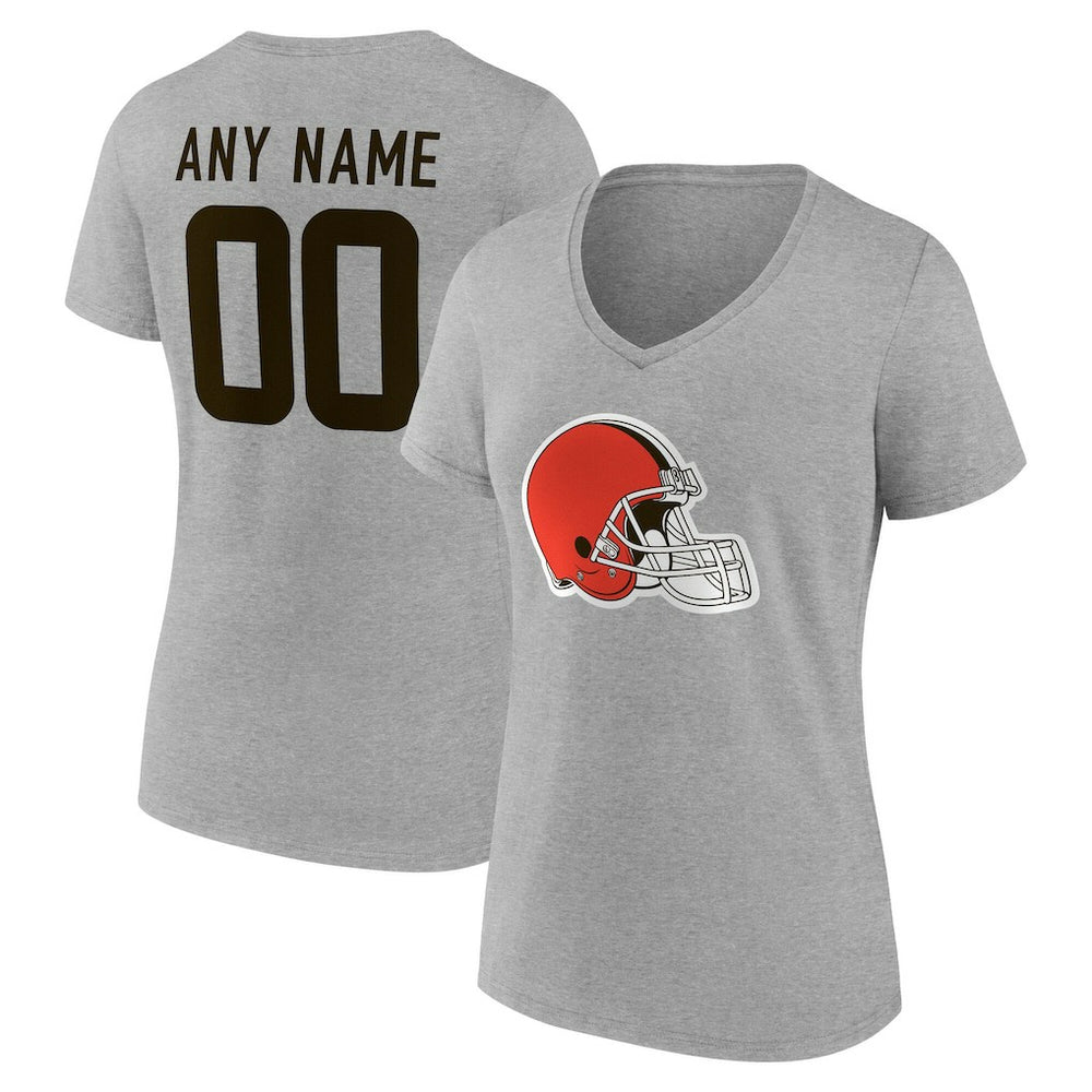 Cleveland Browns Women's Team Authentic Personalized Name & Number V-Neck T-Shirt | NFL Outlet