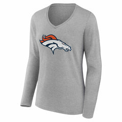 Denver Broncos Women's Team Authentic Personalized Name & Number Long Sleeve V-Neck T-Shirt | NFL New