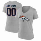 Denver Broncos Women's Team Authentic Personalized Name & Number V-Neck T-Shirt | NFL Discount