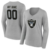 Las Vegas Raiders Women's Team Authentic Personalized Name & Number Long Sleeve V-Neck T-Shirt | NFL US