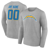 Los Angeles Chargers Team Authentic Personalized Name & Number Long Sleeve T-Shirt | NFL Hot