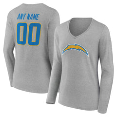 Los Angeles Chargers Women's Team Authentic Personalized Name & Number Long Sleeve V-Neck T-Shirt | NFL New