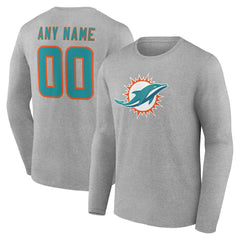 Miami Dolphins Team Authentic Personalized Name & Number Long Sleeve T-Shirt | NFL On sale